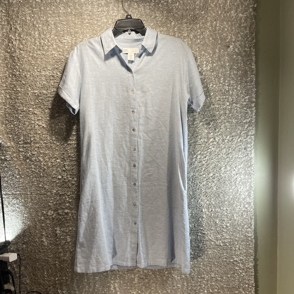 C&C California Linen Blend Shirt Dress XS Button Front Collared Preppy Coastal